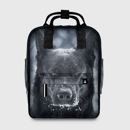 Женский рюкзак 3D с принтом Dark Dog, вид спереди #2