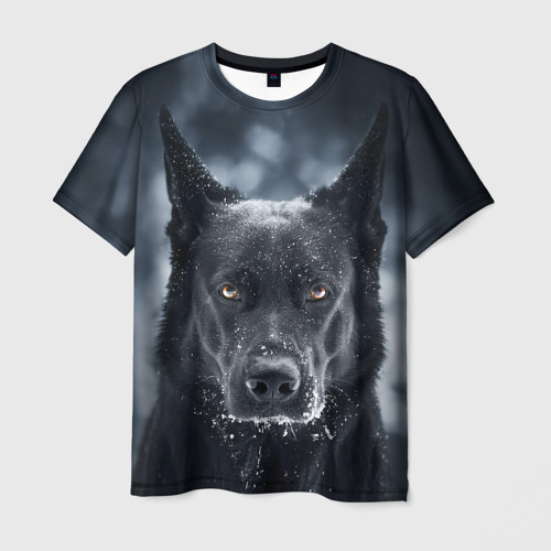 Мужская футболка 3D с принтом Dark Dog, вид спереди #2