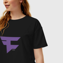 Женская футболка хлопок Oversize FaZe Clan Ultraviolet - фото 2
