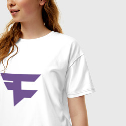 Женская футболка хлопок Oversize FaZe Clan Ultraviolet - фото 2