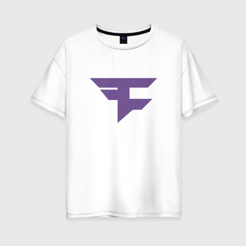 Женская футболка хлопок Oversize FaZe Clan Ultraviolet, цвет белый