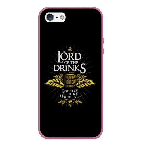 Чехол для iPhone 5/5S матовый Lord of Drinks, цвет розовый