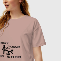 Женская футболка хлопок Oversize Don't touch my Saab - фото 2