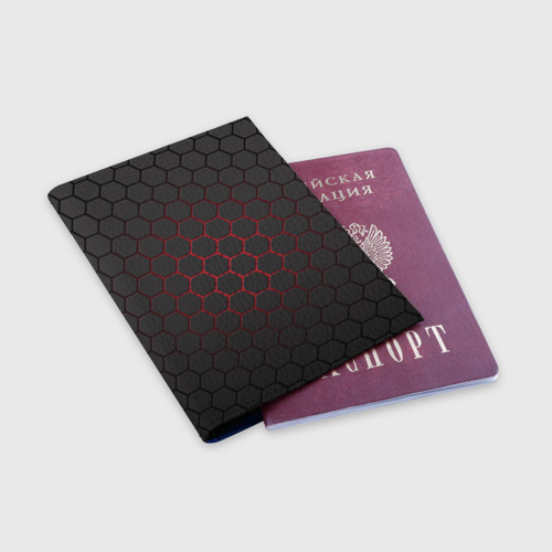 Обложка для паспорта матовая кожа Соты карбона, цвет синий - фото 3