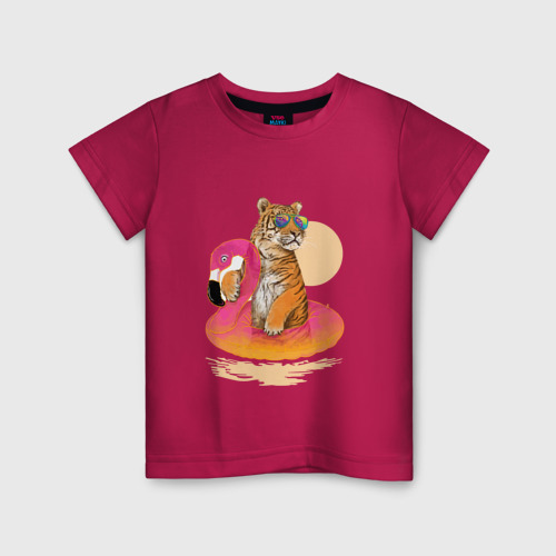 Детская футболка хлопок Тигр, цвет маджента
