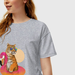 Женская футболка хлопок Oversize Тигр - фото 2