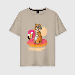 Женская футболка хлопок Oversize Тигр