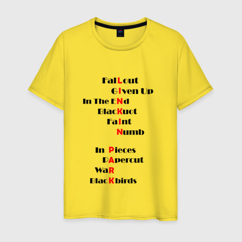Мужская футболка хлопок Linkin Park TrakName, цвет желтый