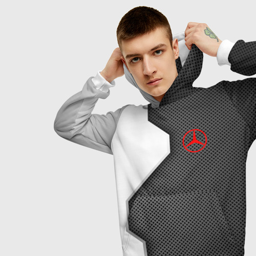 Мужская толстовка 3D Mercedes benz sport uniform , цвет белый - фото 5