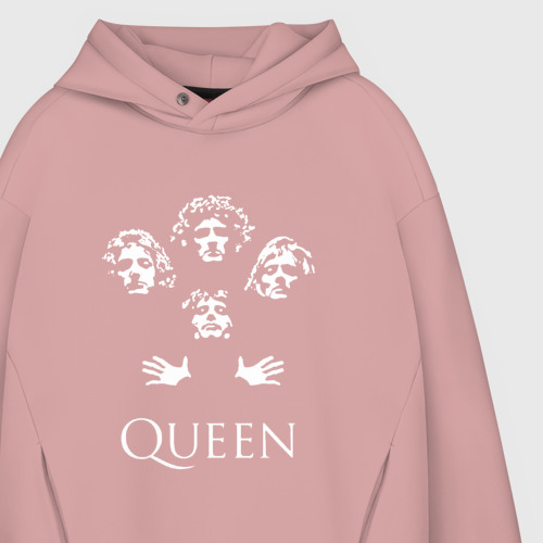 Мужское худи Oversize хлопок Queen, цвет пыльно-розовый - фото 4