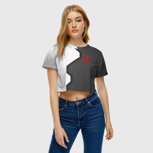 Женская футболка Crop-top 3D Opel sport uniform auto, цвет 3D печать - фото 3