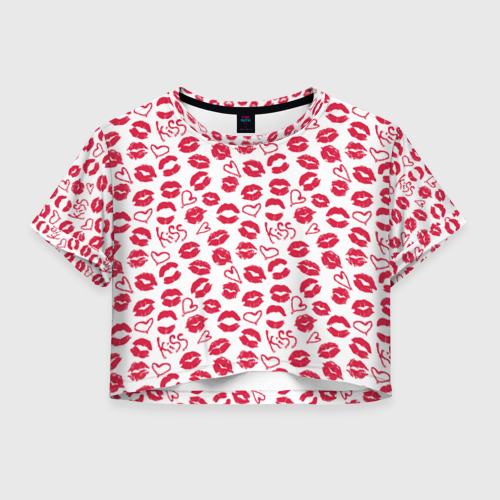 Женская футболка Crop-top 3D Kisses, цвет 3D печать