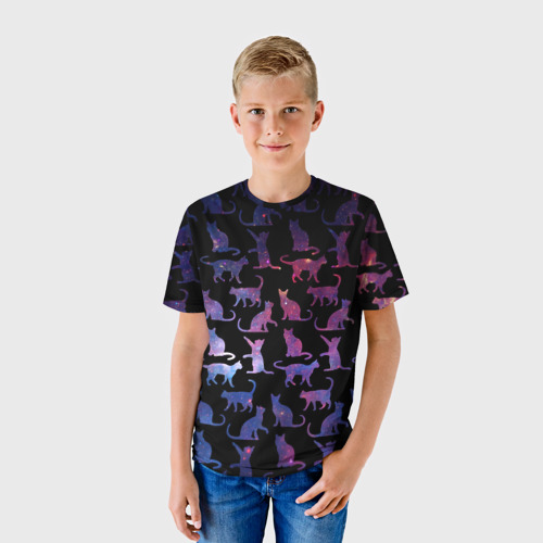 Детская футболка 3D Космические Коты, цвет 3D печать - фото 3