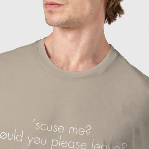 Мужская футболка хлопок scuse me could you please leav, цвет миндальный - фото 6