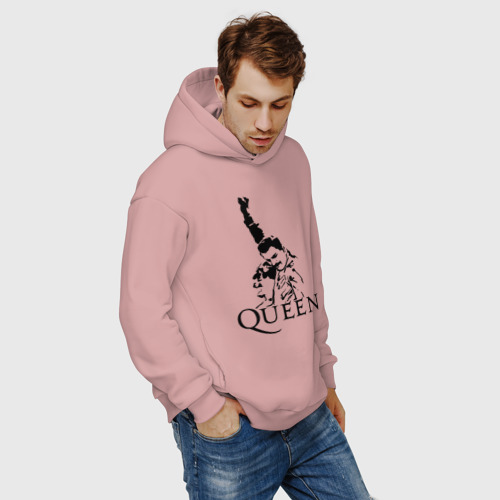 Мужское худи Oversize хлопок Queen, цвет пыльно-розовый - фото 7