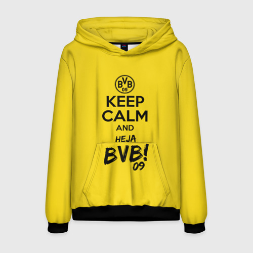 Мужская толстовка 3D Keep calm and Heja BVB, цвет черный