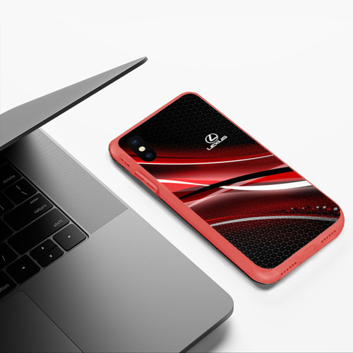 Чехол для iPhone XS Max матовый Lexus, цвет красный - фото 5