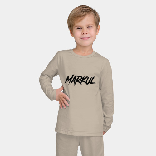 Детская пижама с лонгсливом хлопок Markul, цвет миндальный - фото 3