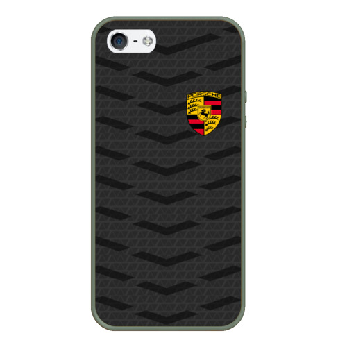 Чехол для iPhone 5/5S матовый Porsche sport, цвет темно-зеленый