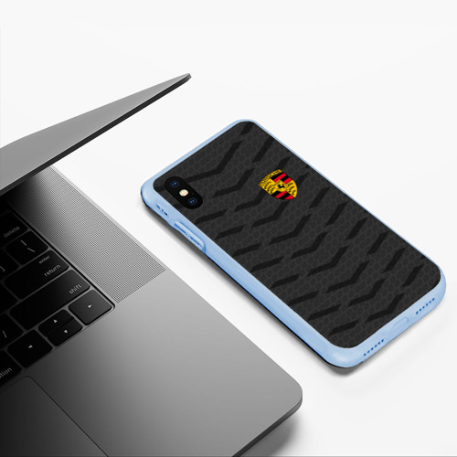 Чехол для iPhone XS Max матовый Porsche sport, цвет голубой - фото 5