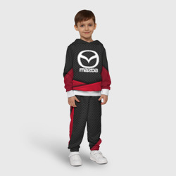 Костюм с принтом Mazda для ребенка, вид на модели спереди №2. Цвет основы: белый