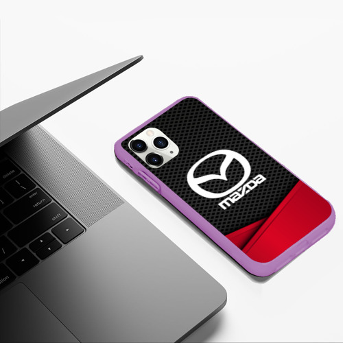 Чехол для iPhone 11 Pro Max матовый Mazda, цвет фиолетовый - фото 5