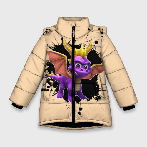 Зимняя куртка для девочек 3D с принтом Spyro, вид спереди #2