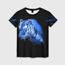 Женская футболка 3D Синий тигр