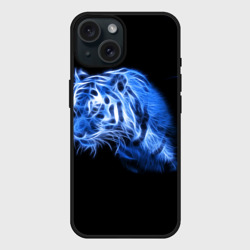 Чехол силиконовый для Apple iPhone 15 матовый Синий тигр