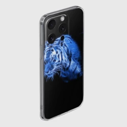 Чехол для iPhone 15 Pro силиконовый с защитой камеры Синий тигр - фото 2