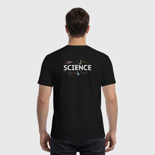 Мужская футболка хлопок с принтом Наука рулит, вид сзади #2