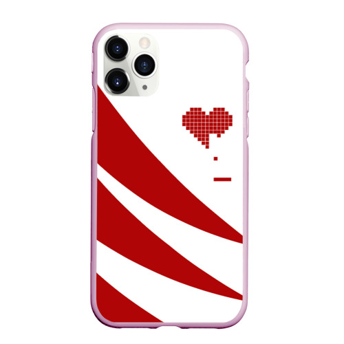 Чехол для iPhone 11 Pro Max матовый Геометрическое сердце, цвет розовый