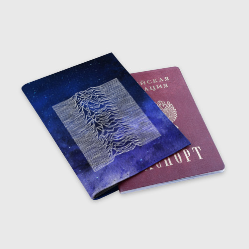 Обложка для паспорта матовая кожа Unknown Pleasures, цвет синий - фото 3