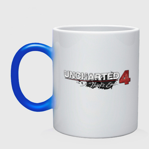 Кружка хамелеон Uncharted logo , цвет белый + синий