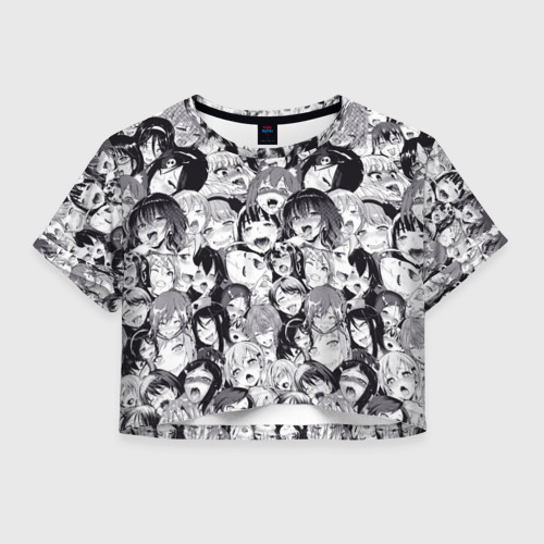 Женская футболка Crop-top 3D Ахегао Фото 01 Женская футболка Crop-top 3D Ахегао Фото 01