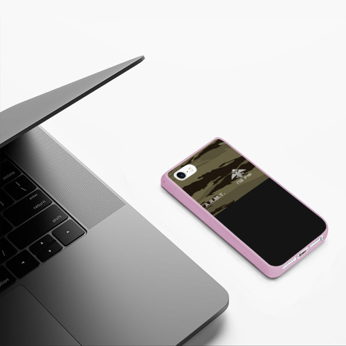 Чехол для iPhone 5/5S матовый Камуфляж пограничник, цвет розовый - фото 5