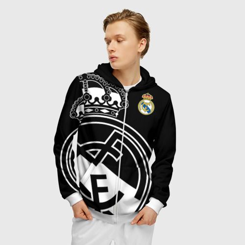 Мужская толстовка 3D на молнии Real Madrid Exclusive, цвет белый - фото 3