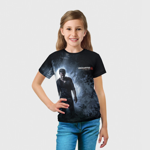 Детская футболка 3D с принтом Drake in jungle, вид сбоку #3