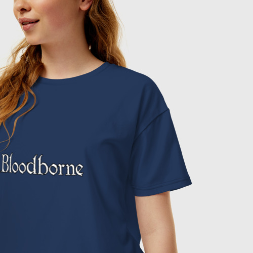 Женская футболка хлопок Oversize bloodborne, цвет темно-синий - фото 3