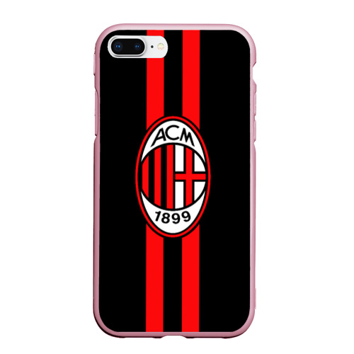 Чехол для iPhone 7Plus/8 Plus матовый AC Milan FC, цвет розовый