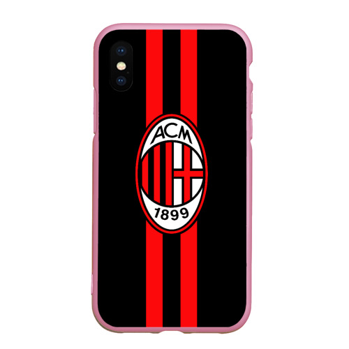 Чехол для iPhone XS Max матовый AC Milan FC, цвет розовый