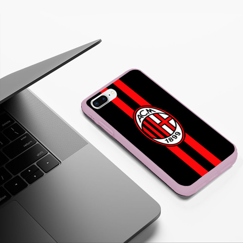 Чехол для iPhone 7Plus/8 Plus матовый AC Milan FC, цвет розовый - фото 5