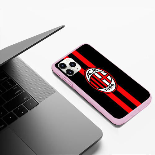 Чехол для iPhone 11 Pro Max матовый AC Milan FC, цвет розовый - фото 5