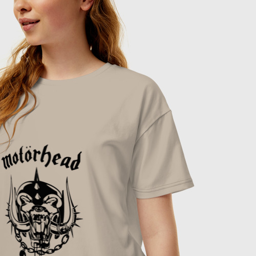 Женская футболка хлопок Oversize Motrhead, цвет миндальный - фото 3