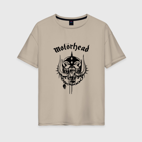Женская футболка хлопок Oversize Motrhead, цвет миндальный