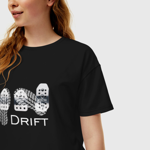 Женская футболка хлопок Oversize Drift, цвет черный - фото 3