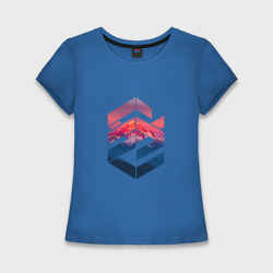 Женская футболка хлопок Slim Геометрические горы