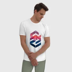 Мужская пижама с белой футболкой хлопок Геометрические горы - фото 2