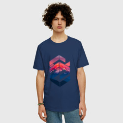 Мужская футболка хлопок Oversize Геометрические горы - фото 2