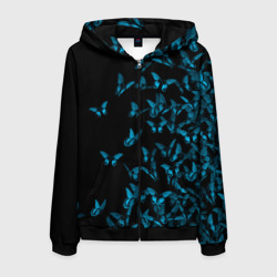 Мужская толстовка 3D на молнии Синие бабочки